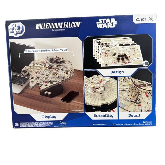 Star Wars 4D Build Millennium Falcon Cardstock Model Kit 223 Pcs Spinmaster - Picture 5 of 5